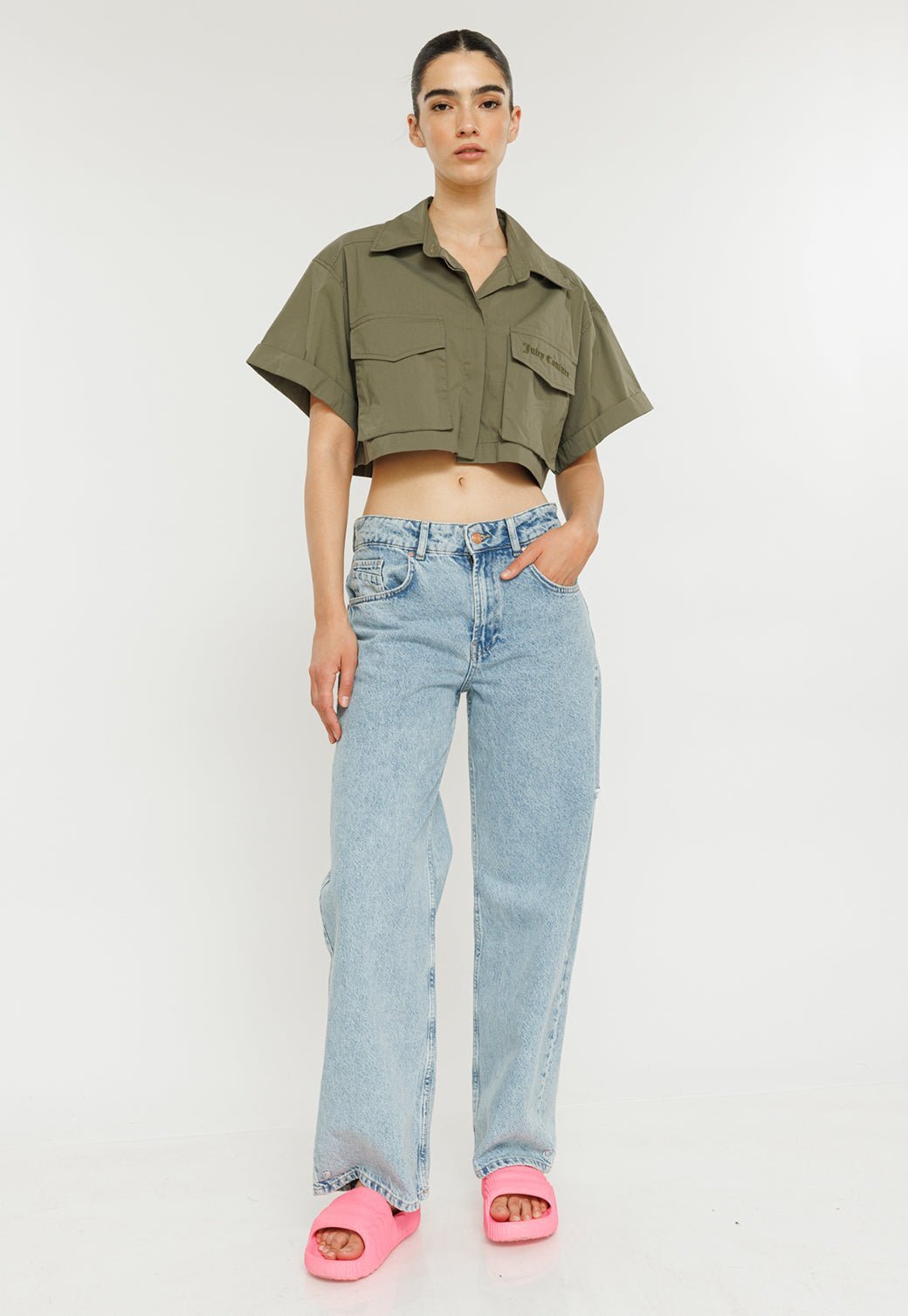 חולצת קרופ מכופתרת Charlie נשים - Juicy Couture