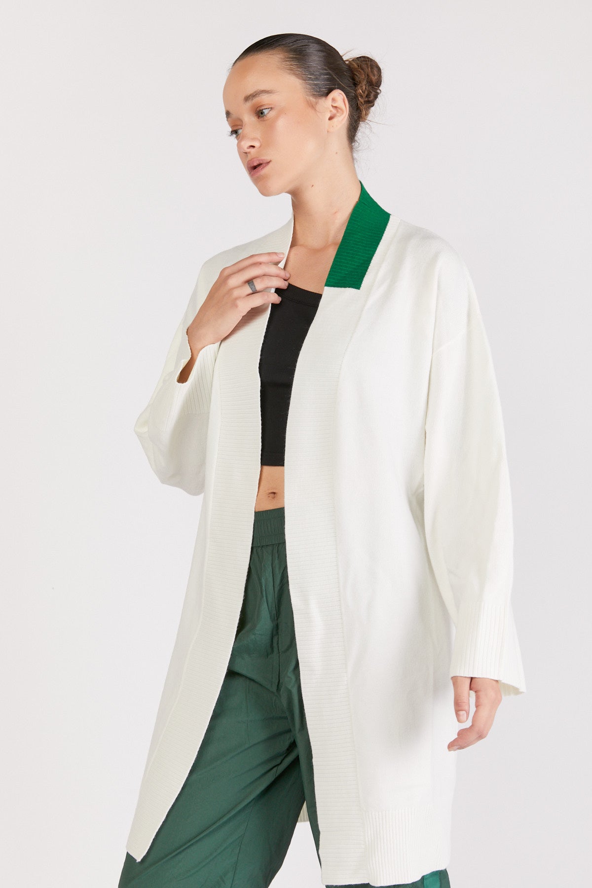 ג'קט סנואו בצבע קרם/ירוק