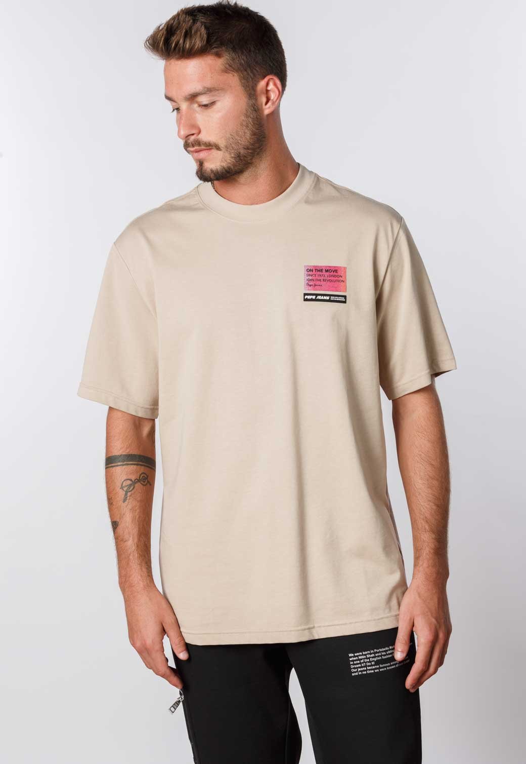 טי שירט קצרה עם לוגו לגברים - Pepe Jeans