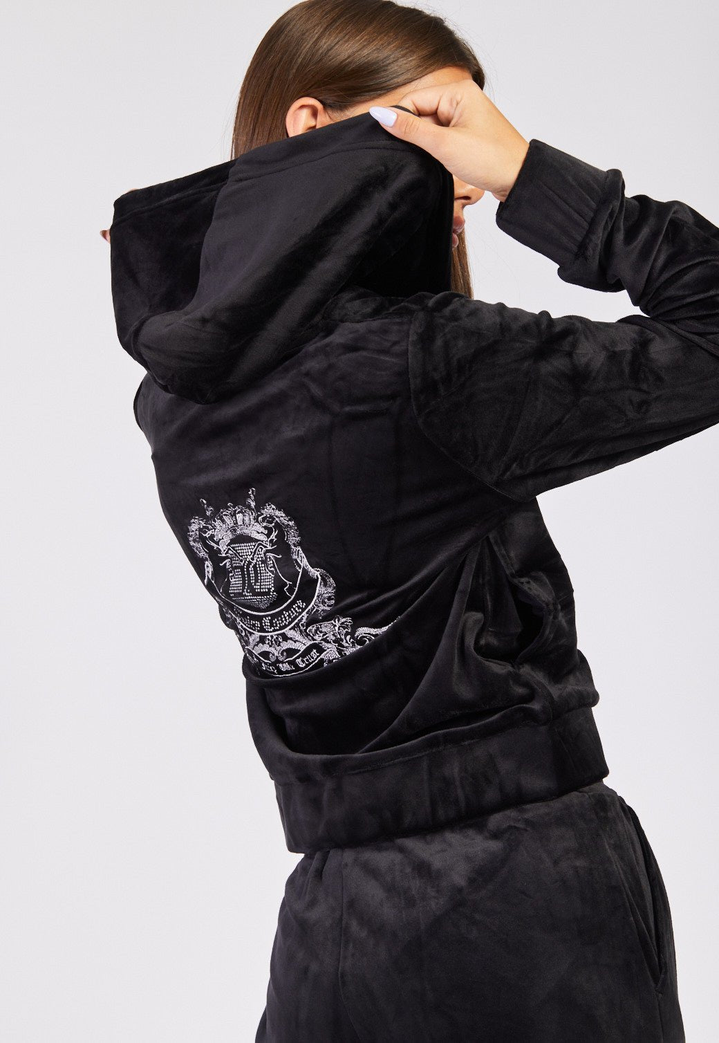 קפוצ'ון קטיפה עם לוגו נשים - Juicy Couture