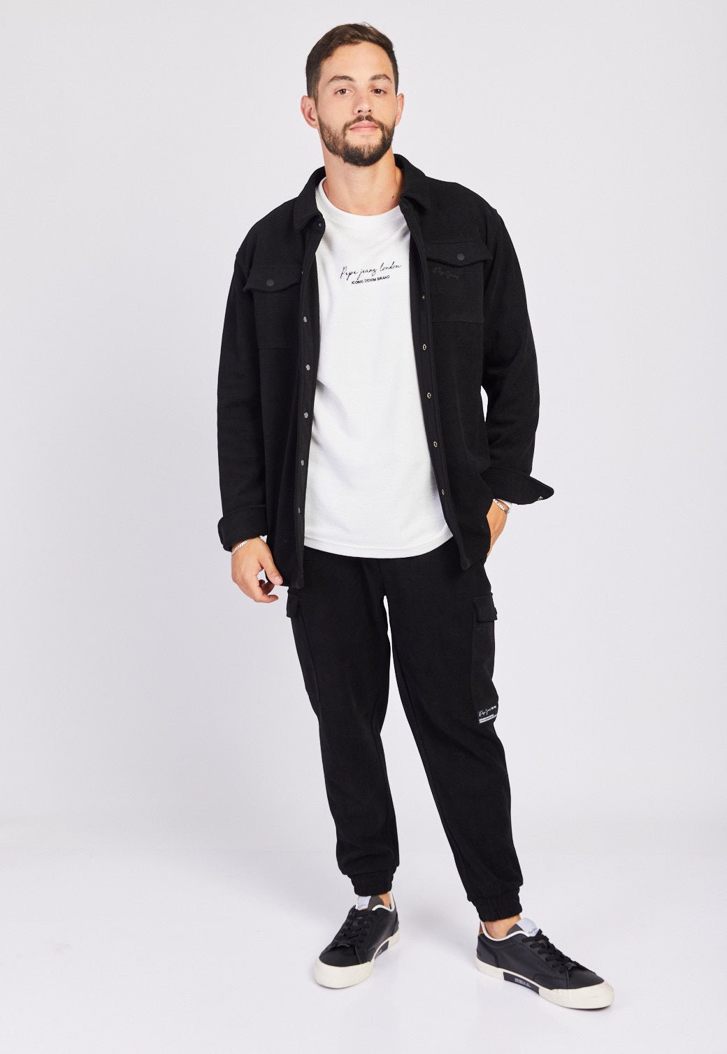 מכנסי טרנינג וופל לגברים - Pepe Jeans