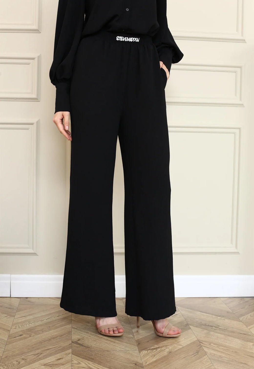 מכנסי VICTORIA WIDE LEG בשחור - Steve Madden