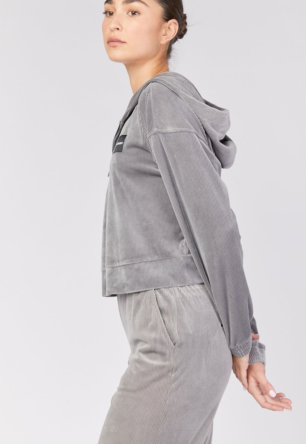 סווטשירט קפוצ'ון קטיפה Rib נשים - Juicy Couture