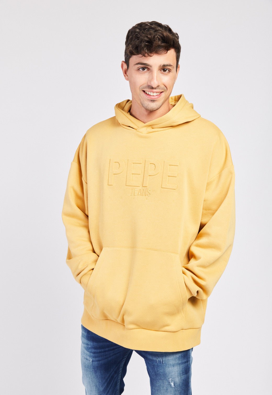 סווטשירט קפוצ'ון לוגו מובלט לגברים - Pepe Jeans