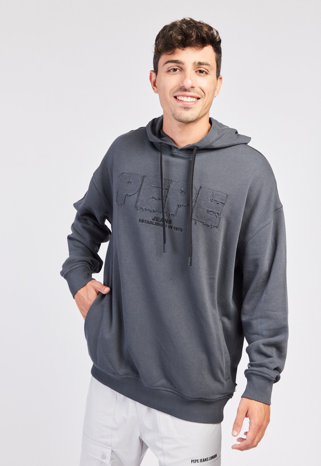 סווטשירט קפוצ'ון לוגו רואו לגברים - Pepe Jeans