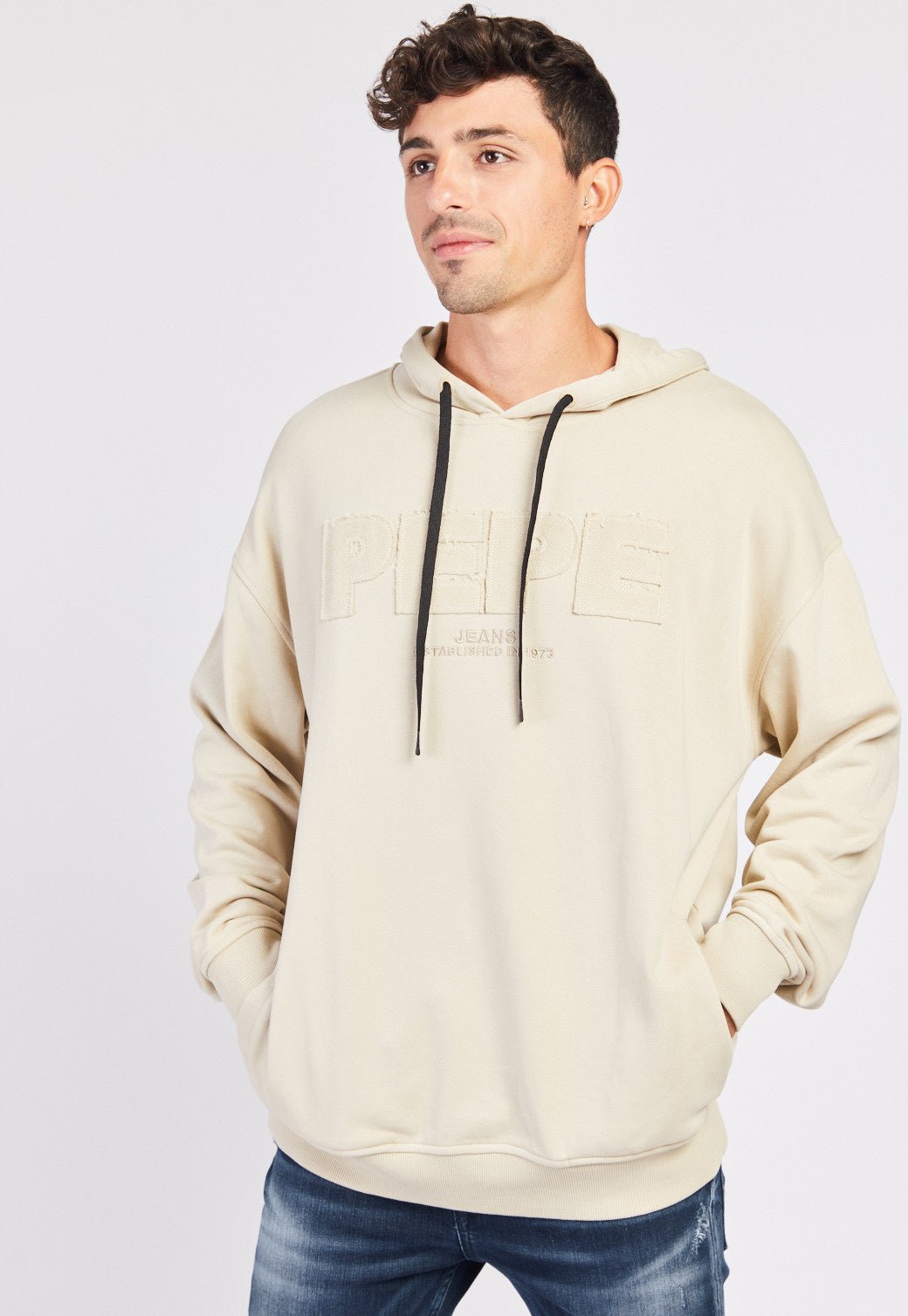 סווטשירט קפוצ'ון לוגו רואו לגברים - Pepe Jeans