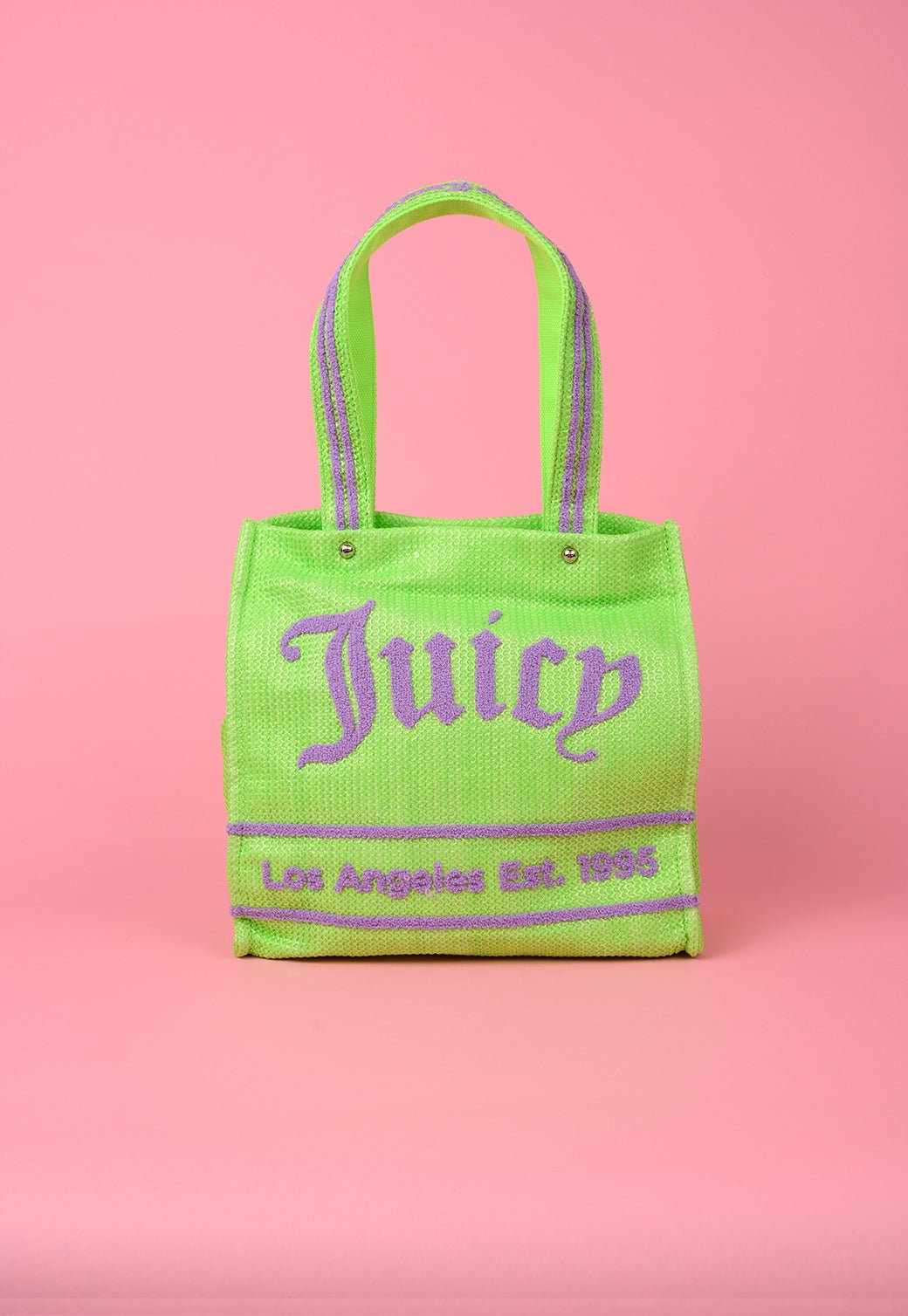 תיק שופינג גדול עם מגה לוגו מבד רפיה - Juicy Couture