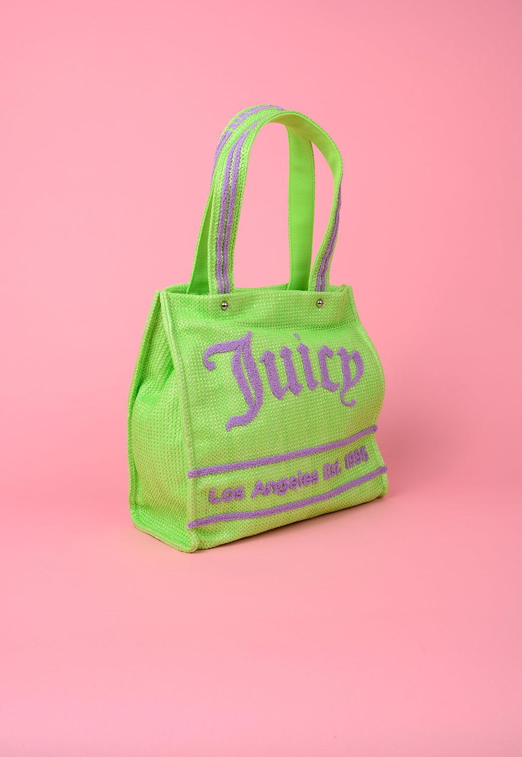 תיק שופינג גדול עם מגה לוגו מבד רפיה - Juicy Couture