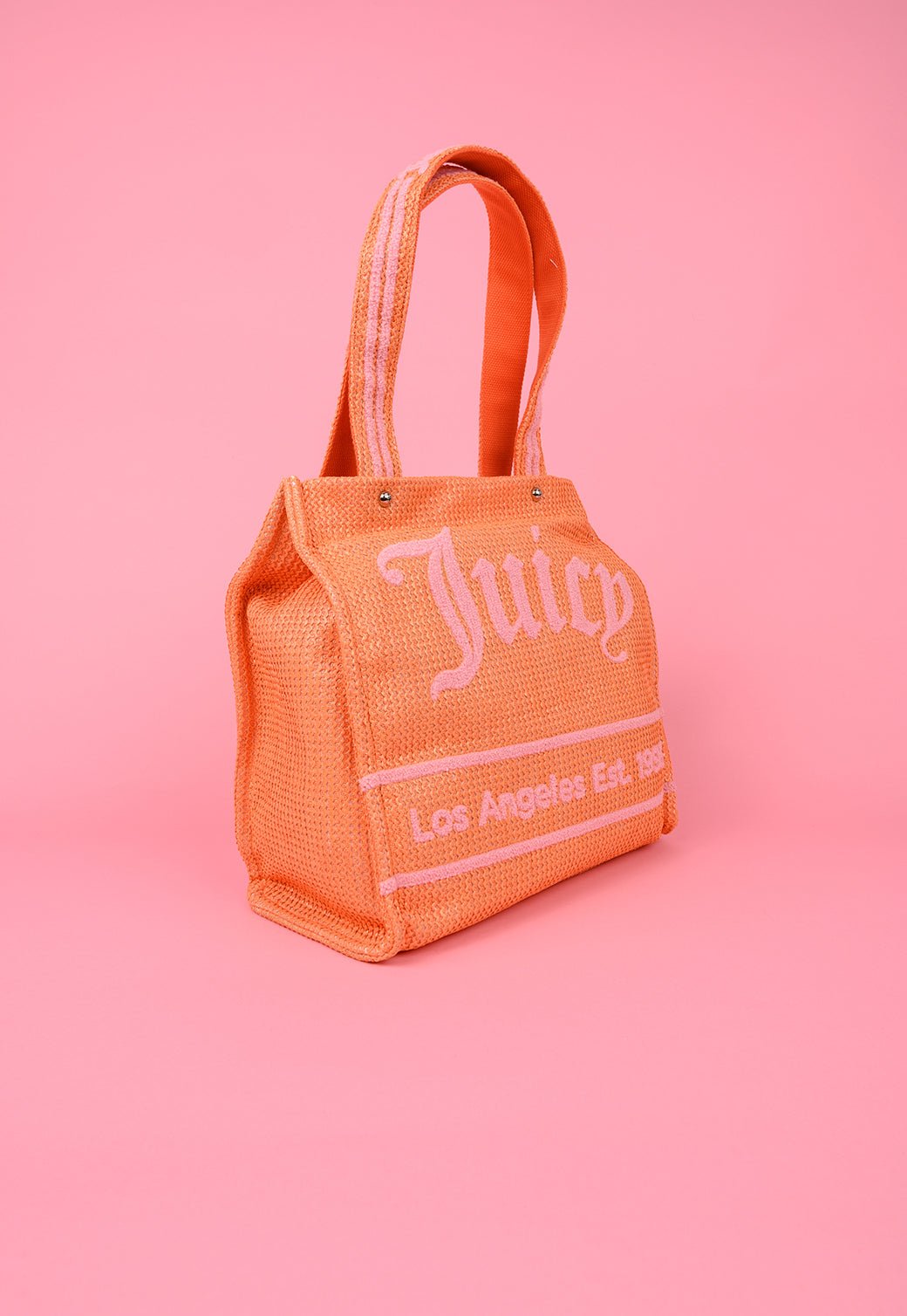 תיק שופינג גדול עם מגה לוגו מבד רפיה - Juicy Couture