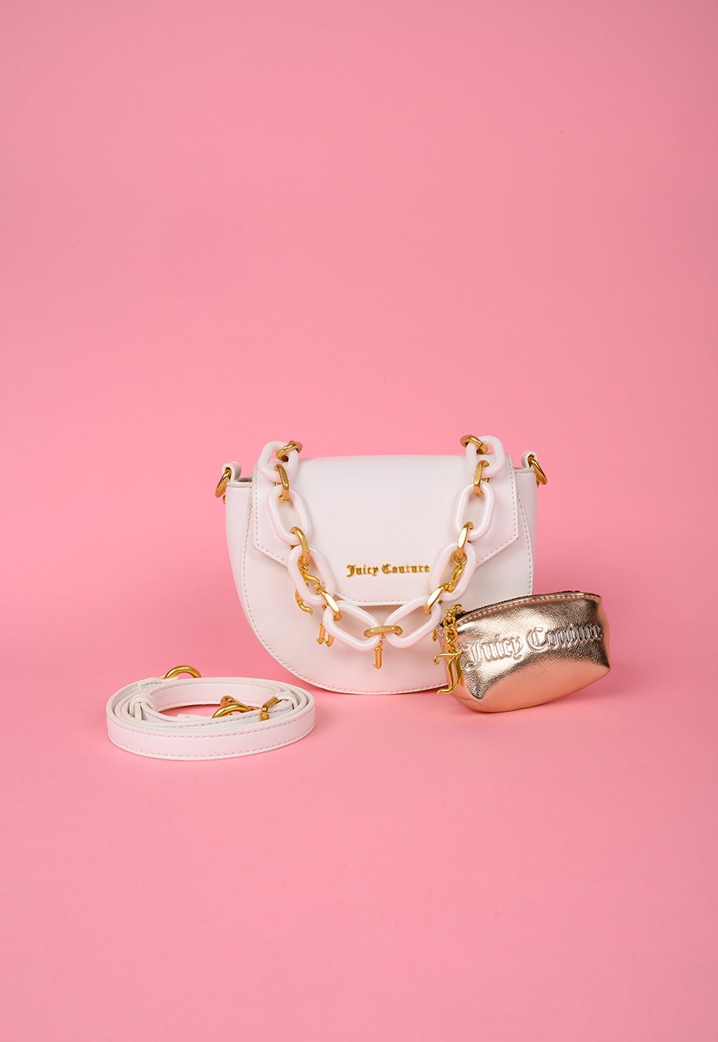 תיק כתף מגורען עם שרשרת - Juicy Couture